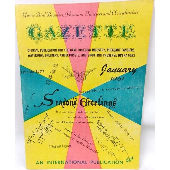 Vintage Game Bird Breeders Pheasant Fanciers Gazette Magazine January 1961 - Picture 1 of 4